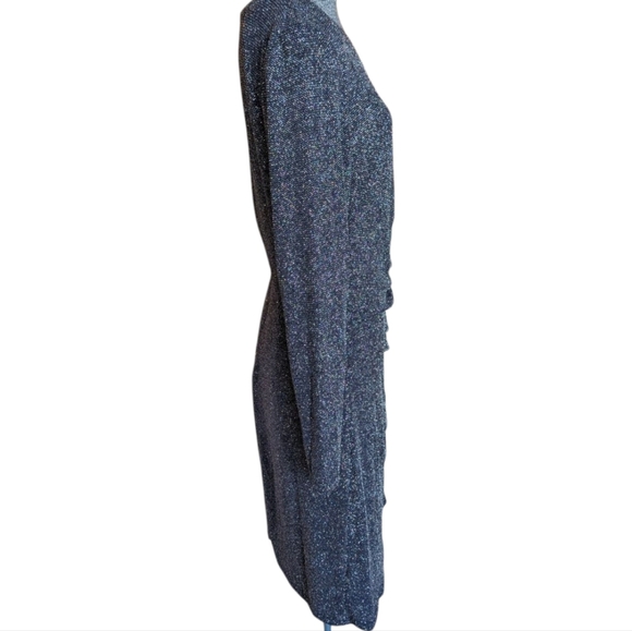 Vince Camuto Navy Blue Glitter Asymmetrical Drape Dress, Size 14 - Picture 6 of 11